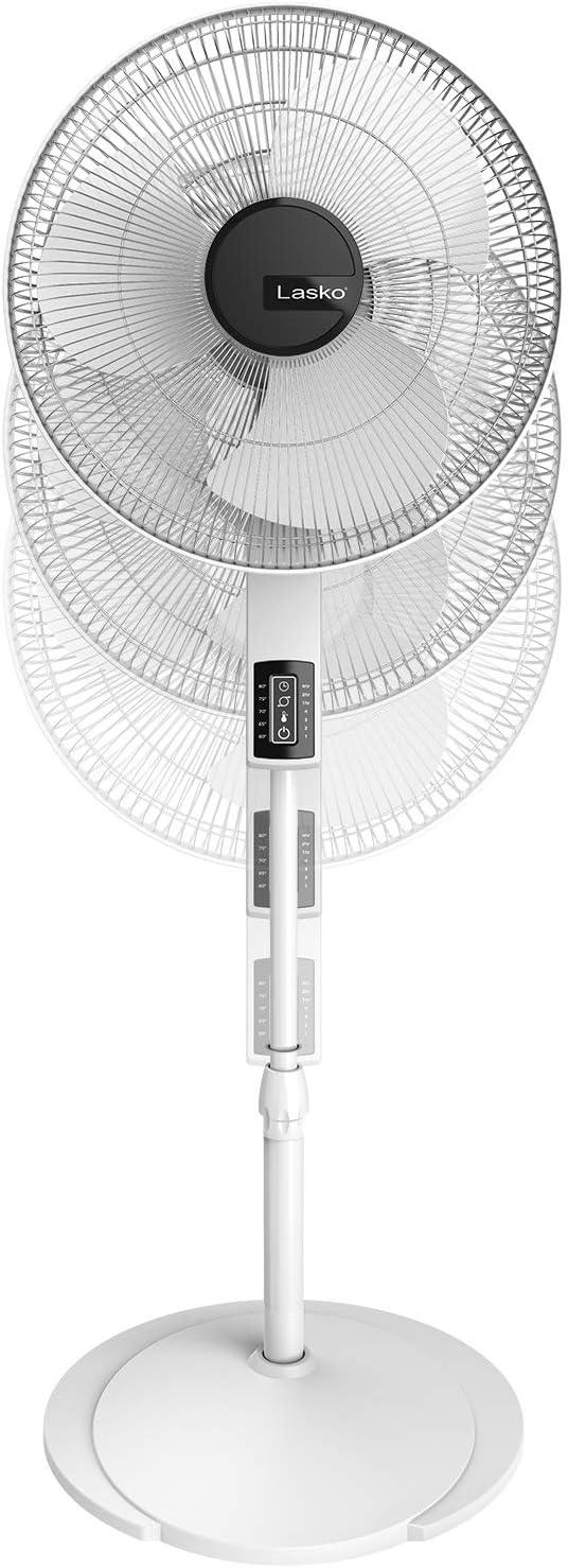 image:imageLasko Oscillating Pedestal Fan Thermostat Adjustable Height Remote Control Timer 4 Speeds for Bedroom Living Room Office amp Dorm 16 White S16614White