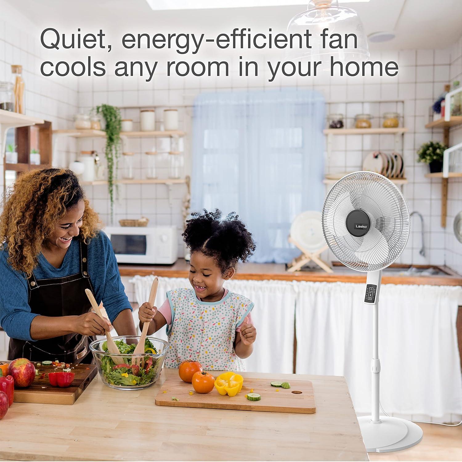 image:imageLasko Oscillating Pedestal Fan Thermostat Adjustable Height Remote Control Timer 4 Speeds for Bedroom Living Room Office amp Dorm 16 White S16614White