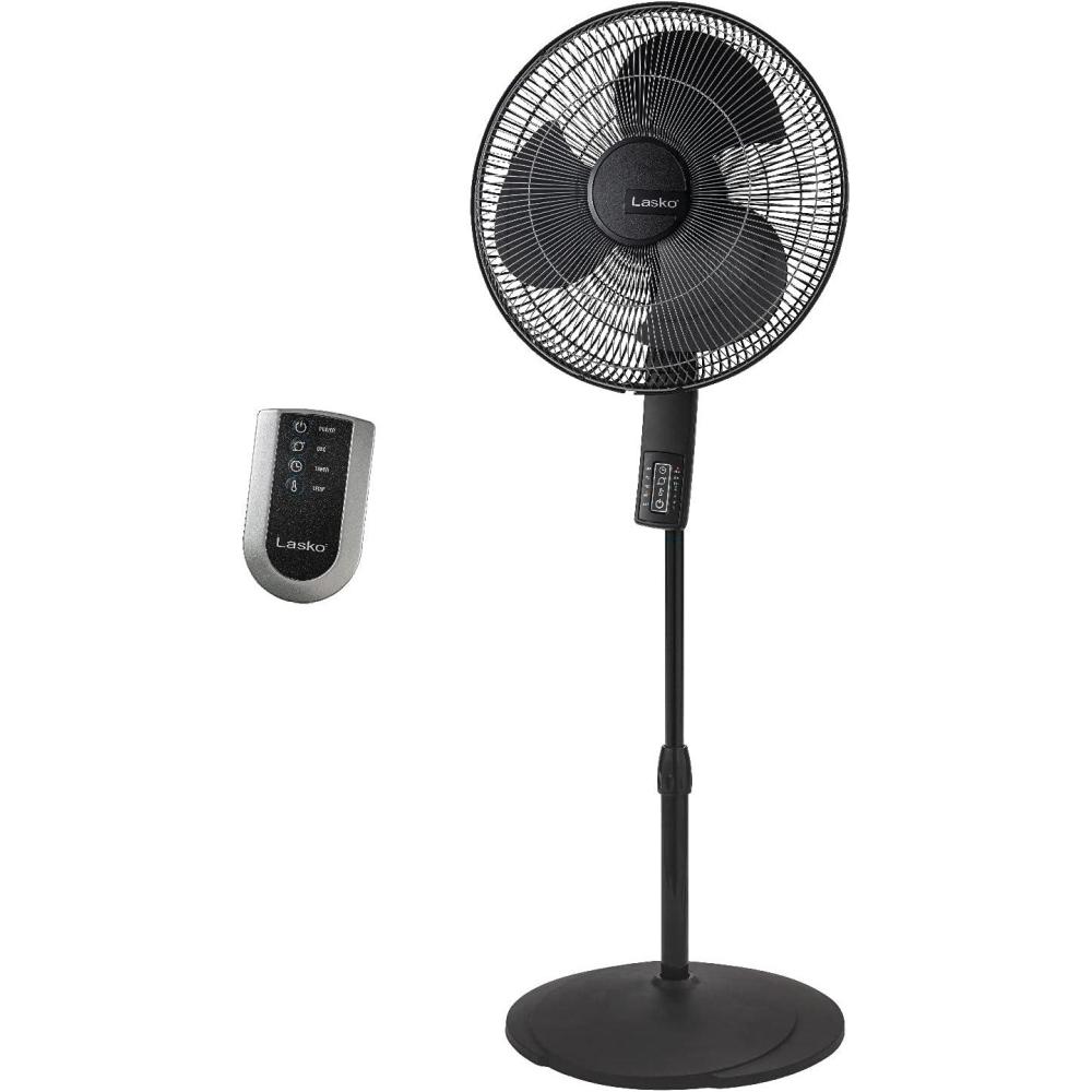 image:imageLasko Oscillating Pedestal Fan Thermostat Adjustable Height Remote Control Timer 4 Speeds for Bedroom Living Room Office amp Dorm 16 White S16614Black 16612