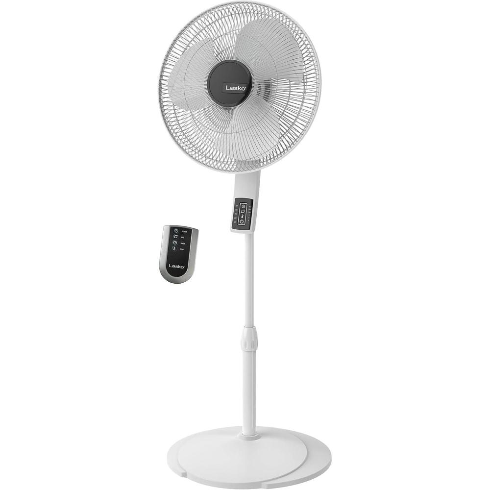 image:imageLasko Oscillating Pedestal Fan Thermostat Adjustable Height Remote Control Timer 4 Speeds for Bedroom Living Room Office amp Dorm 16 White S16614White