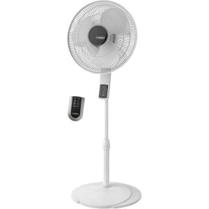 Lasko Oscillating Pedestal Fan, Thermostat, Adjustable Height, Remote Control, Timer, 4 Speeds, for Bedroom, Living Room, Office & Dorm, 16″, White, S16614(White)
