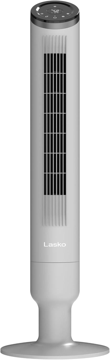 image:imageLasko 42 Apex Oscillating Tower Fan with 6 HighPerformance Speeds 4 Wind Modes 12Hr Timer 40ft Air Distance Airflow speed of 29 fts Quiet breeze as low as 29dBA Remote Control Gray