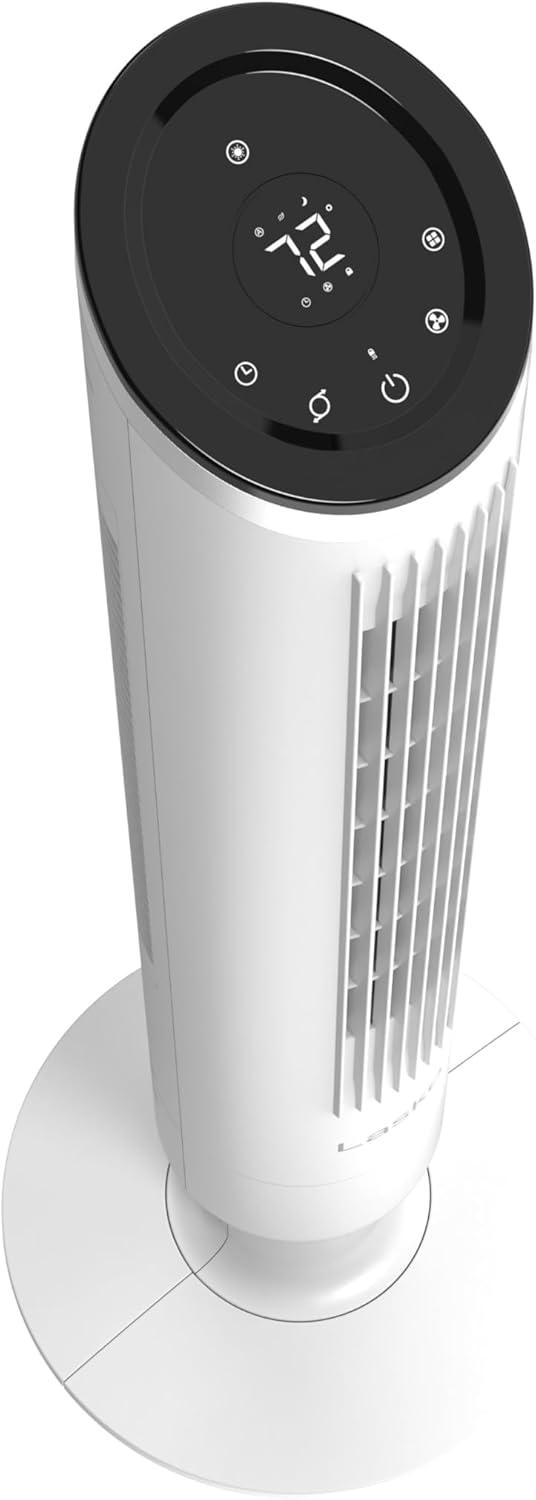 image:imageLasko 42 Apex Oscillating Tower Fan with 6 HighPerformance Speeds 4 Wind Modes 12Hr Timer 40ft Air Distance Airflow speed of 29 fts Quiet breeze as low as 29dBA Remote Control White