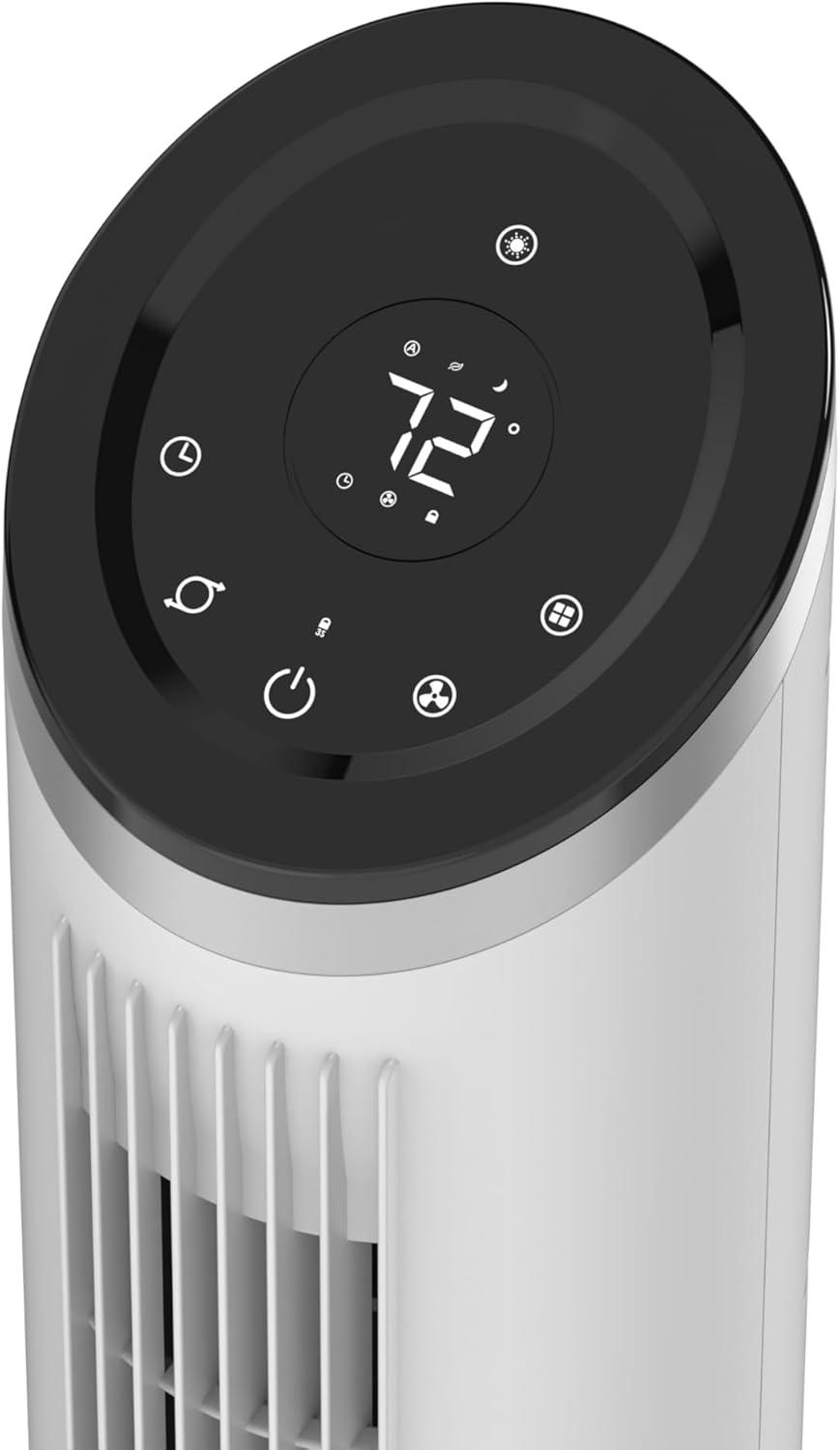 image:imageLasko 42 Apex Oscillating Tower Fan with 6 HighPerformance Speeds 4 Wind Modes 12Hr Timer 40ft Air Distance Airflow speed of 29 fts Quiet breeze as low as 29dBA Remote Control Gray