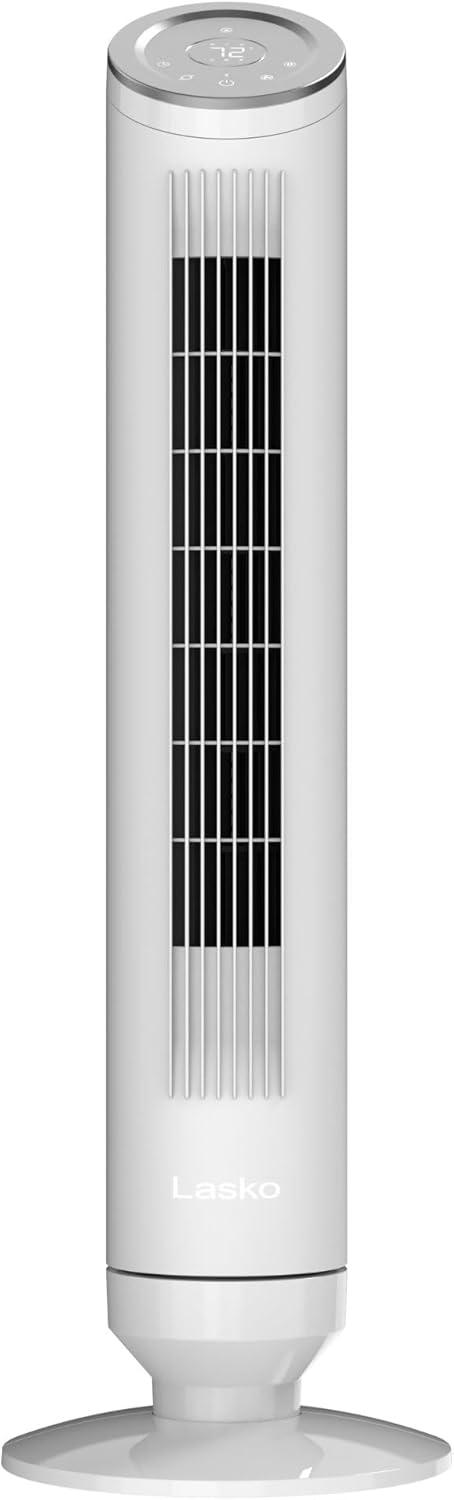 image:imageLasko Ascend 36 Tower Fan 4 Speeds Timer 40ft Air Distance Filtration Air sense Technology 29 fts Airflow Quiet as low as 29dBA Remote Gray