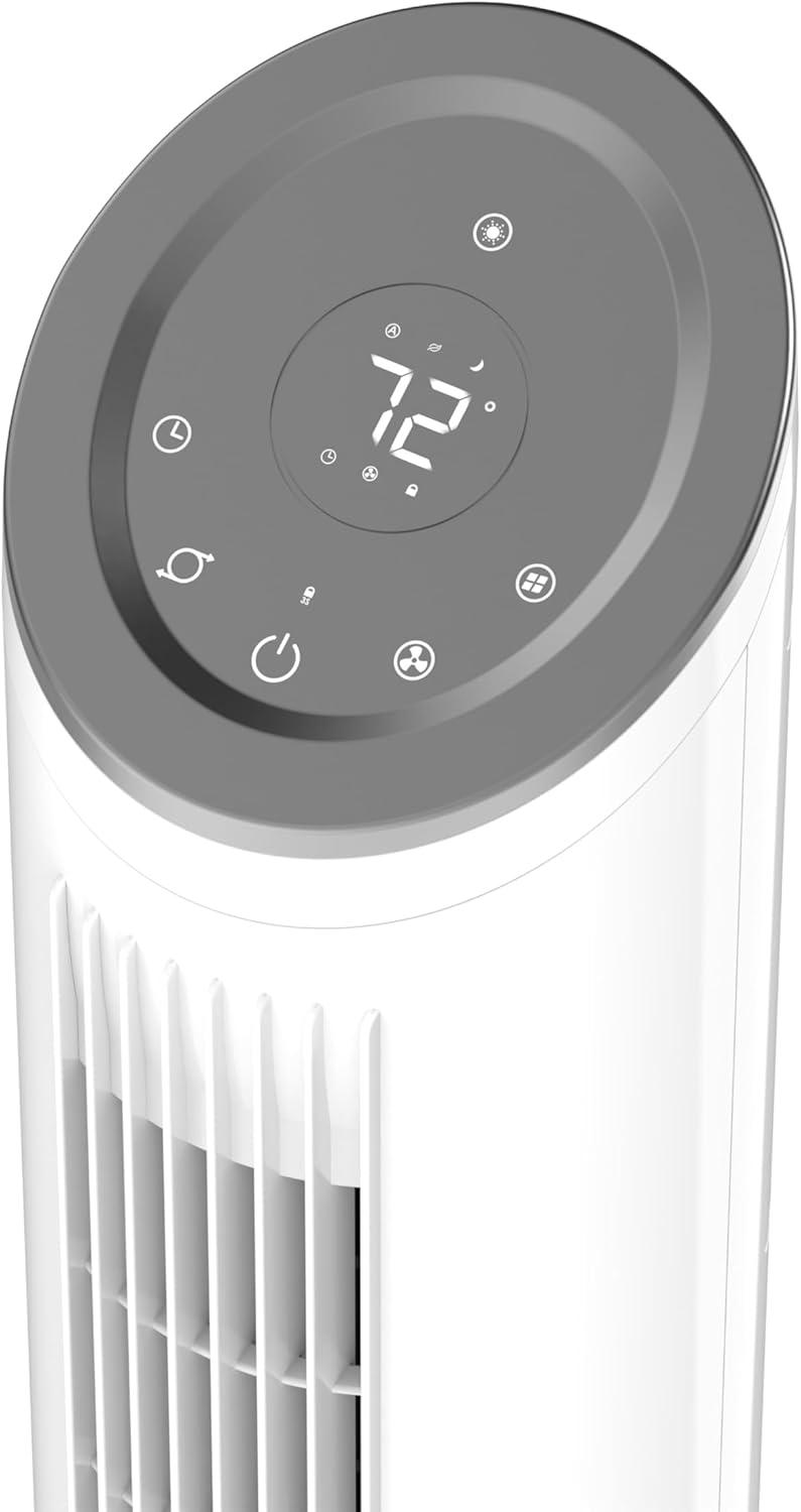 image:imageLasko Ascend 36 Tower Fan for Home 29 fts Airflow Quiet 29 dBA 90 Oscillation Standing Fan for Bedroom 12 Hour Timer 4Speeds Filter for Hair amp Dust Child Lock Remote White OST105
