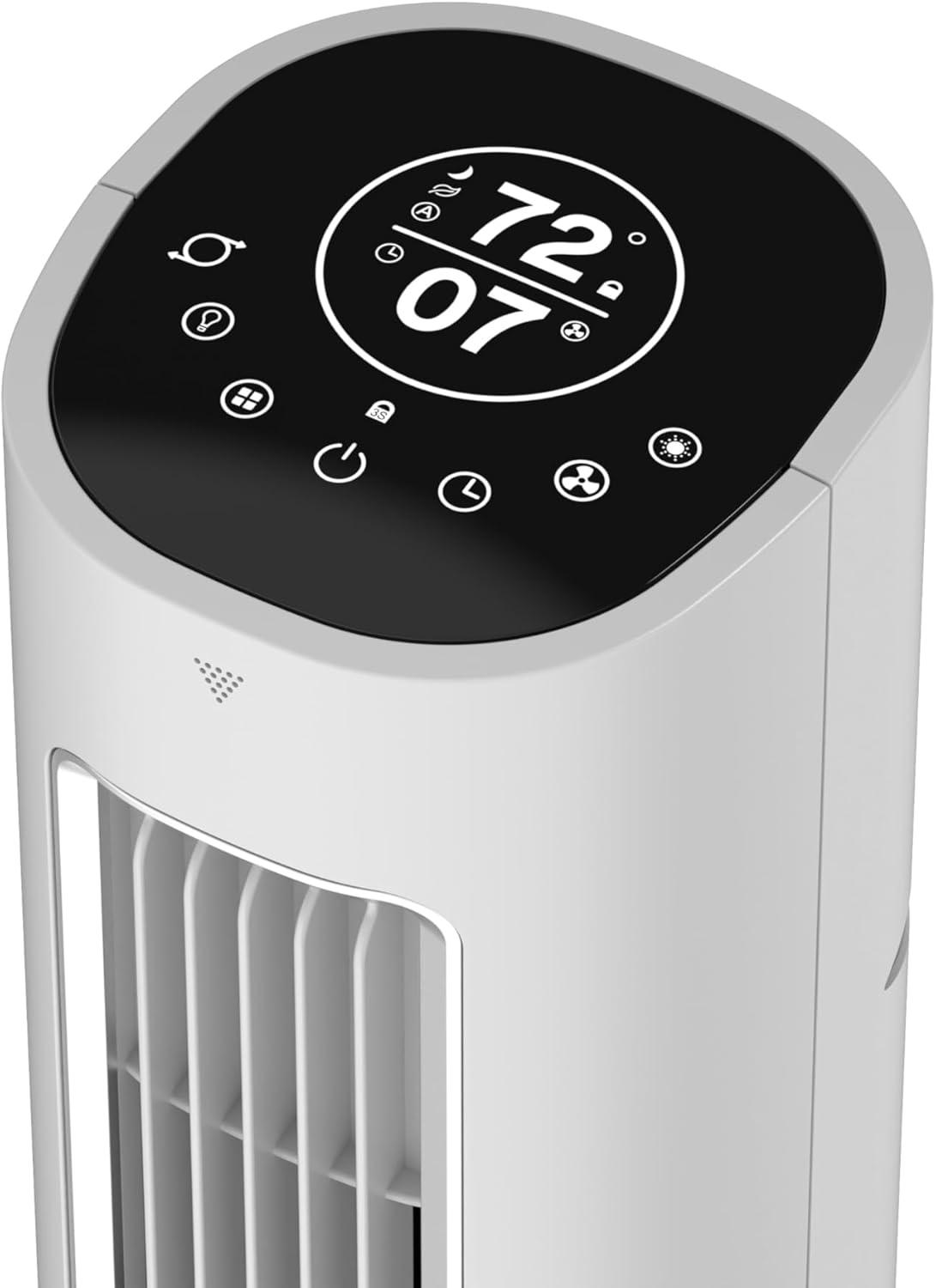 image:imageLasko 40 Pinnacle Tower Fan 12Speeds 24H Timer 50ft Air Distance 32 fts Airflow WhisperForce DC Motor AirSense Night Light Remote Gray DST115
