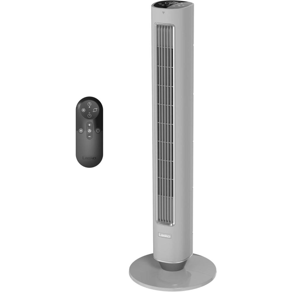 image:imageLasko 40 Pinnacle Tower Fan 12Speeds 24H Timer 50ft Air Distance 32 fts Airflow WhisperForce DC Motor AirSense Night Light Remote Gray DST115